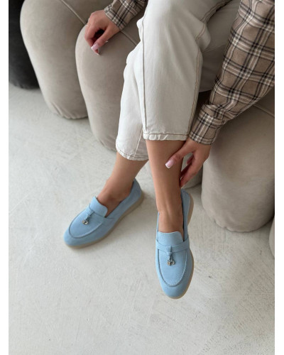 Женские лоферы из натуральной замши Your Step в голубом цвете Арт. 156-6